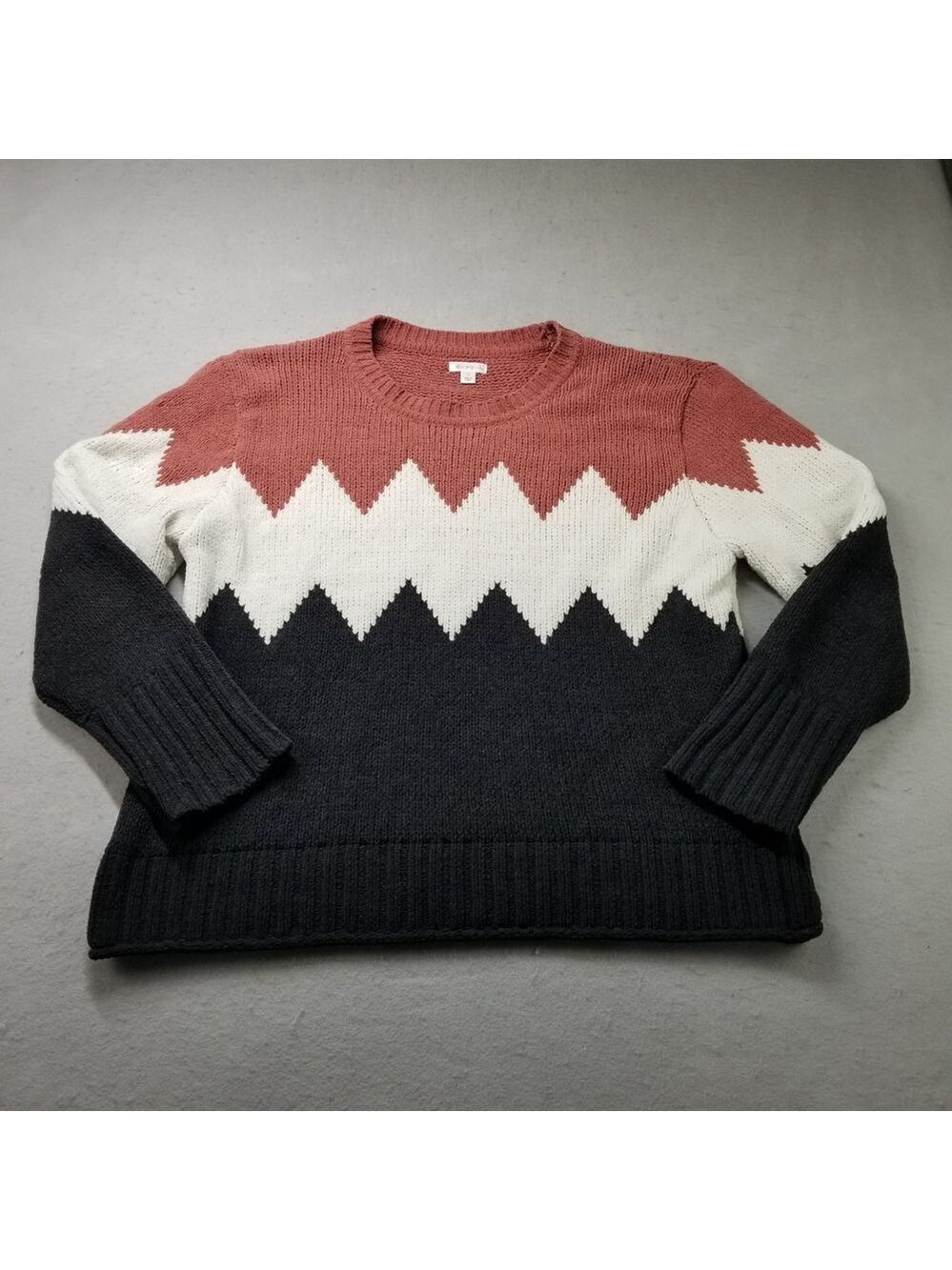 Xhilaration Sweater Womens Size L Pink White Blue Knit Pullover